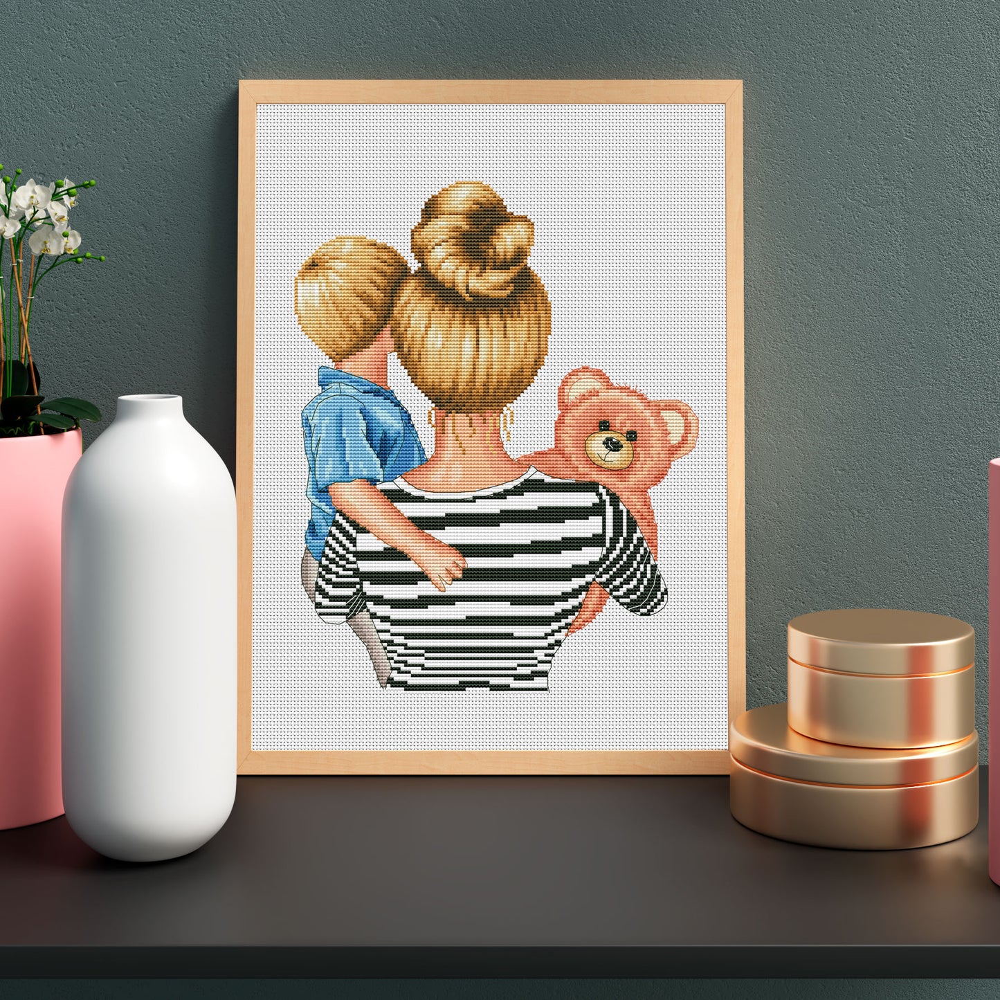 Digital Cross Stitch Pattern β Mom and son