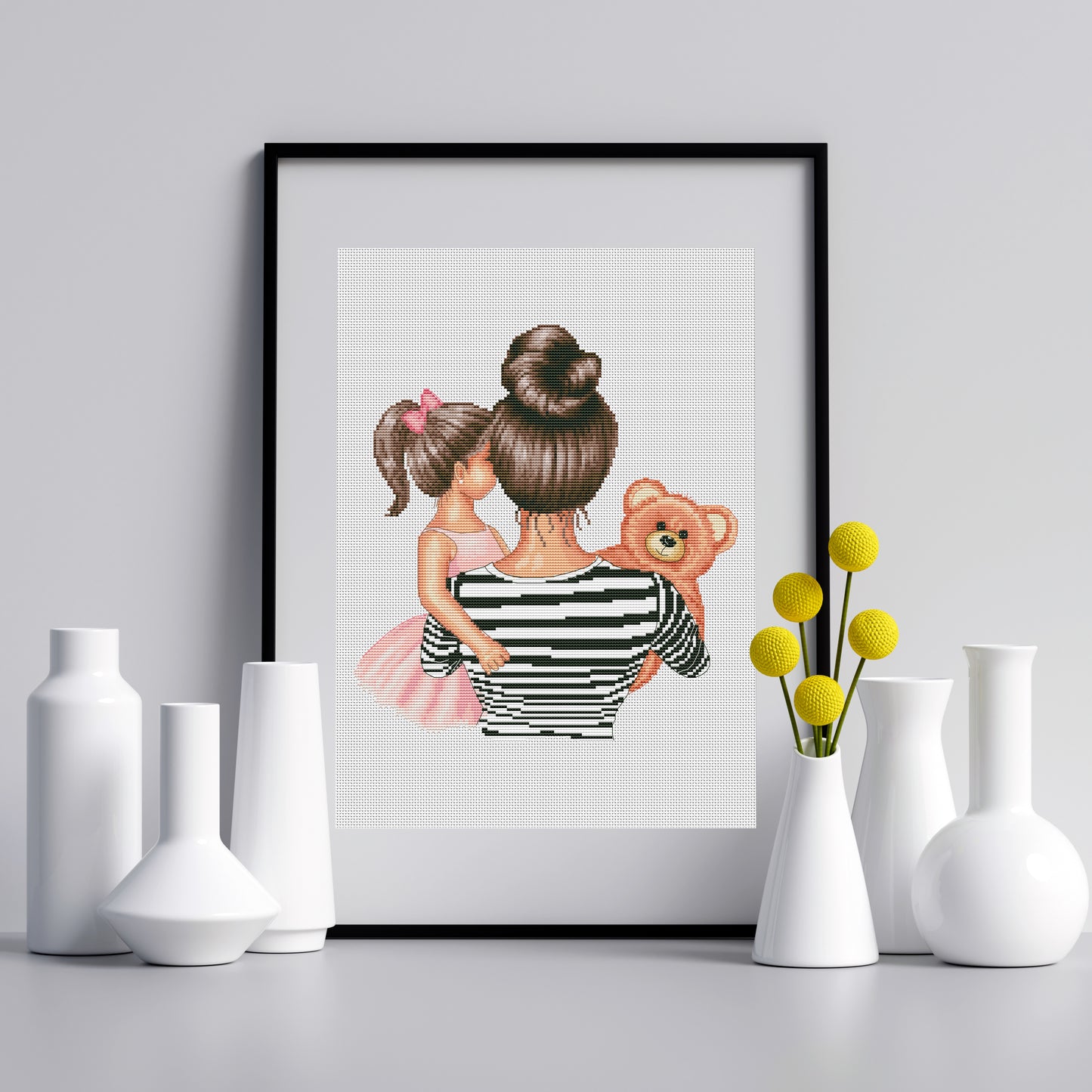 Counted Cross Stitch Pattern β Mom and daughter