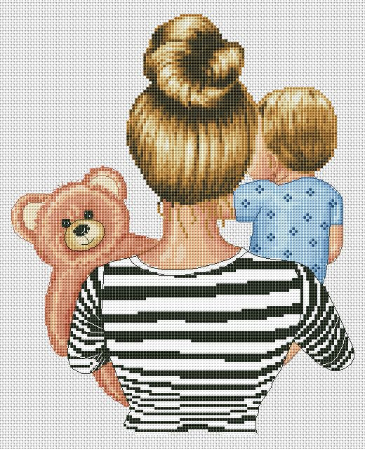 Counted Cross Stitch Pattern β Mom and son