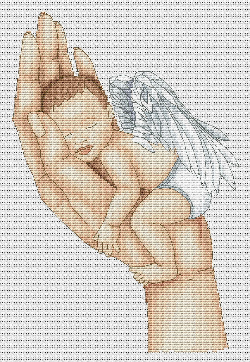 Angel, Cross stitch pattern, Angel cross stitch, Counted cross stitch, Modern cross stitch, Newborn cross stitch