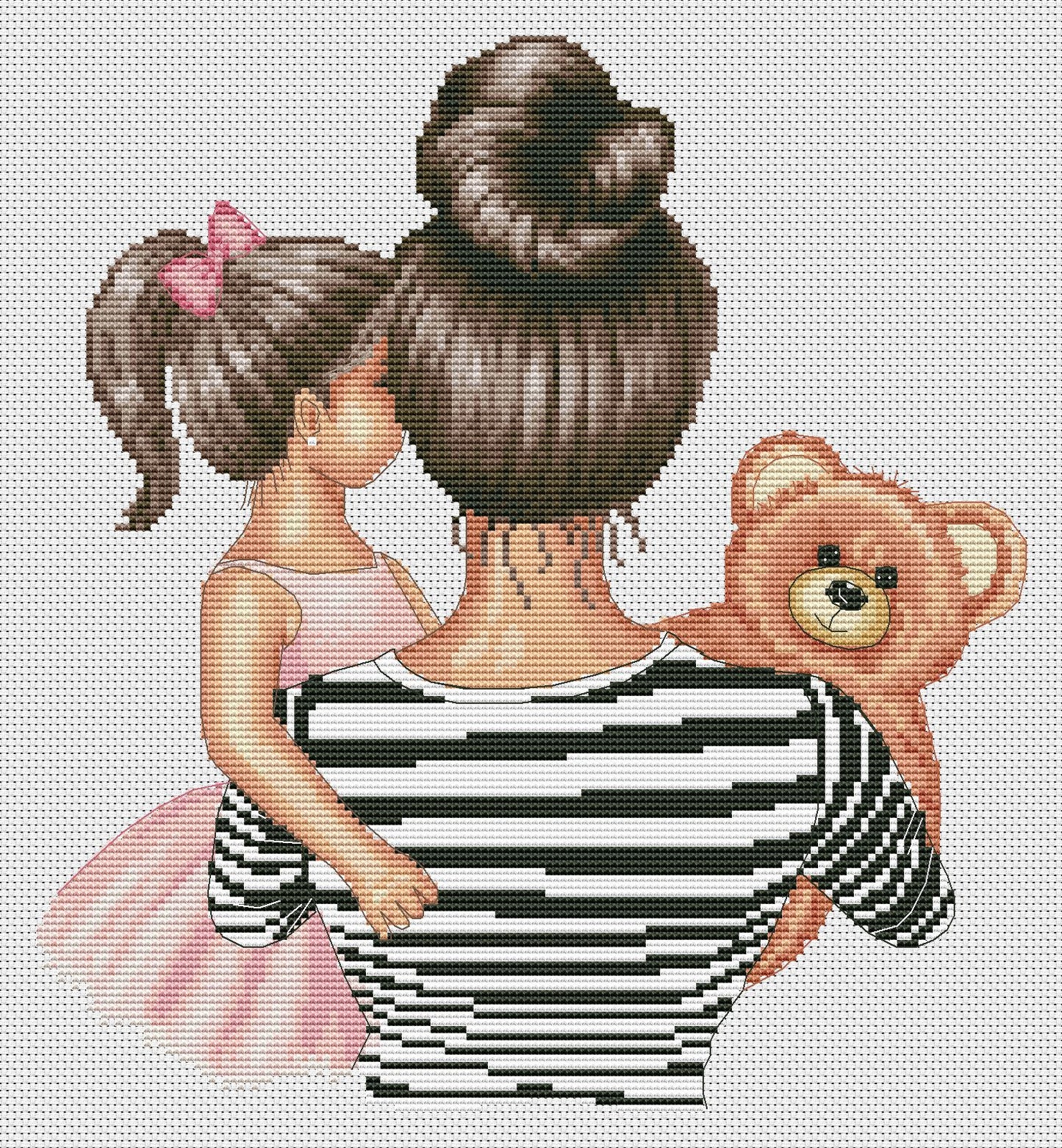 Counted Cross Stitch Pattern β Mom and daughter