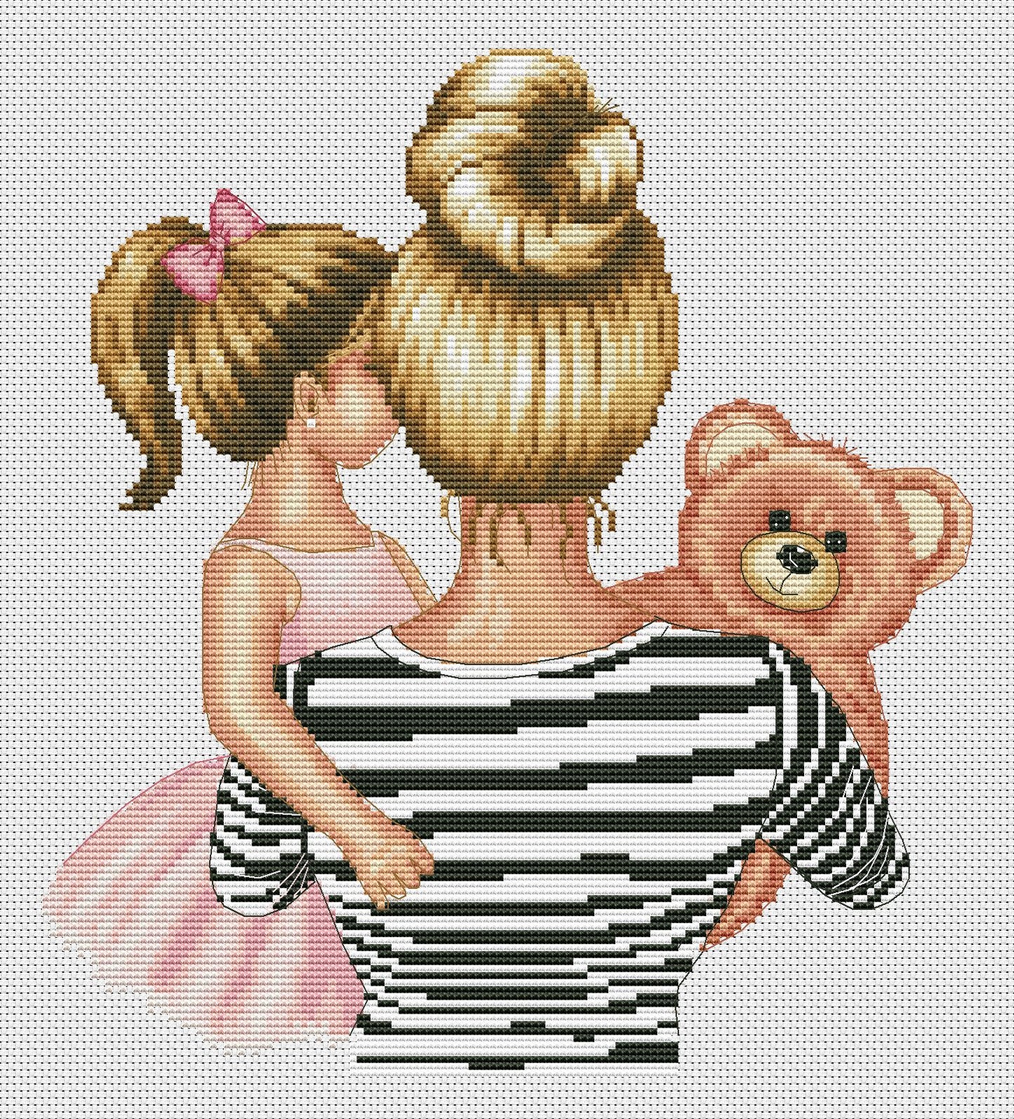Cross Stitch Pattern β Mom and daughter