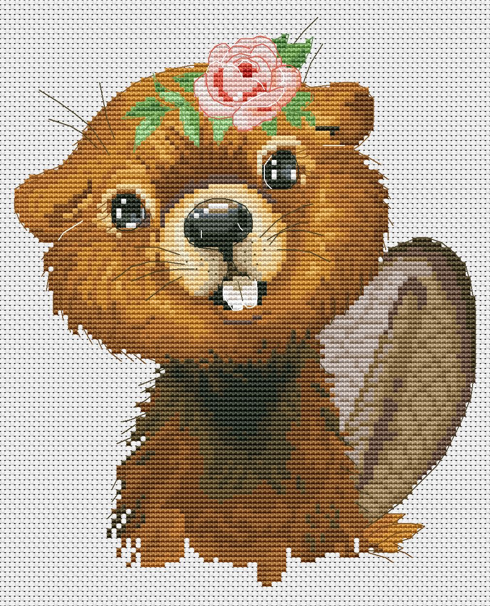 Cross stitch pattern, Beaver, Animal cross stitch, Counted cross stitch