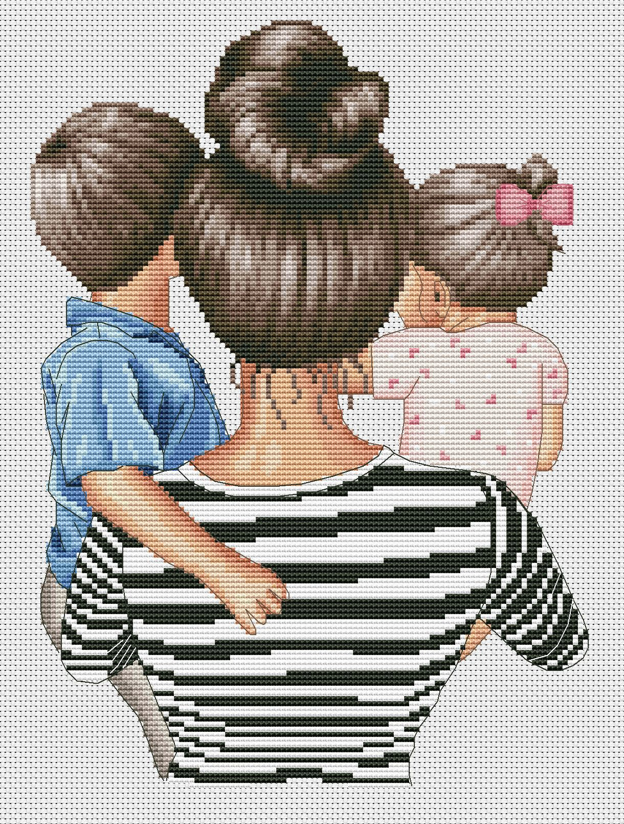 Counted Cross Stitch Pattern β Mother with Children