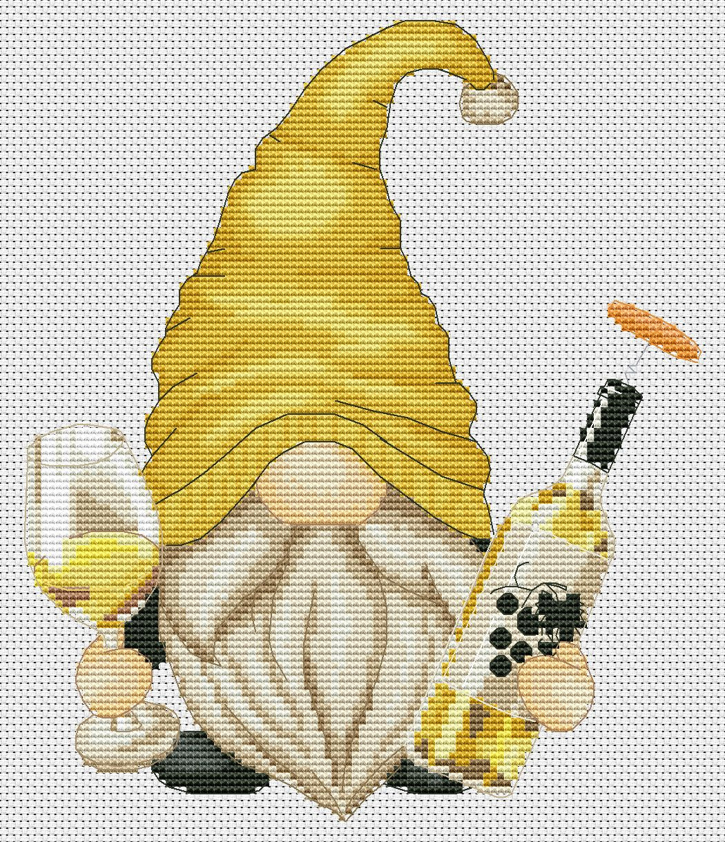 Wine gnome, Cross stitch, Wine cross stitch, Gnomes cross stitch, Modern cross stitch, Funny cross stitch, Counted cross stitch