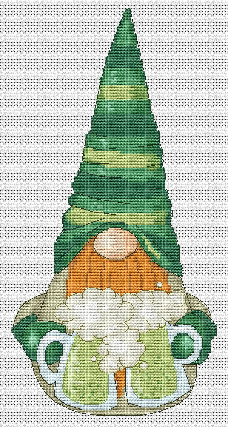 4 Cross stitch patterns Patrick Day Gnomes