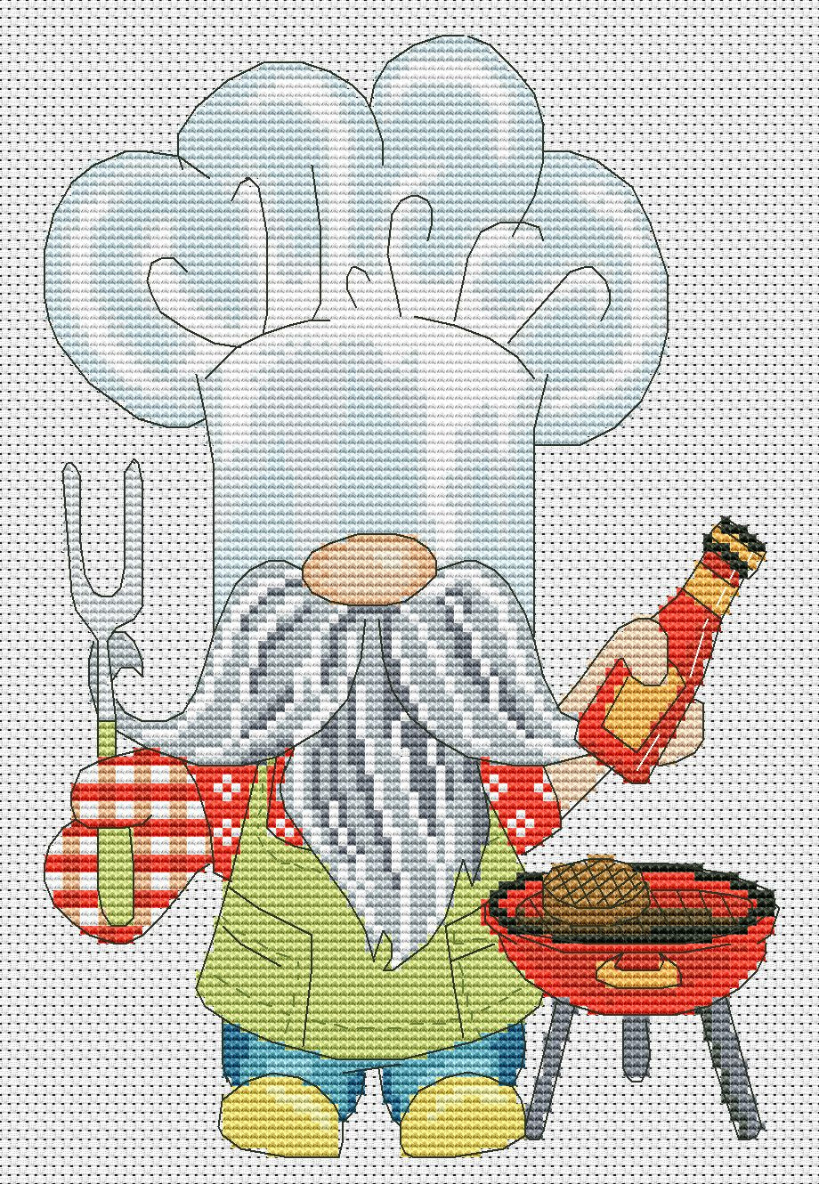 BBQ gnome, Cross stitch pattern