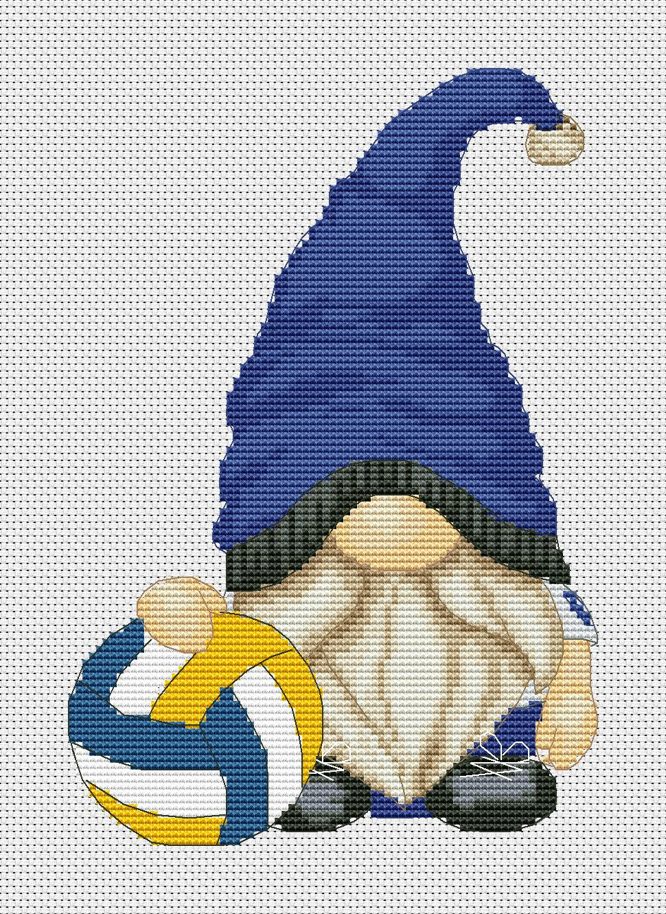 Cross stitch pattern Volleyball gnome