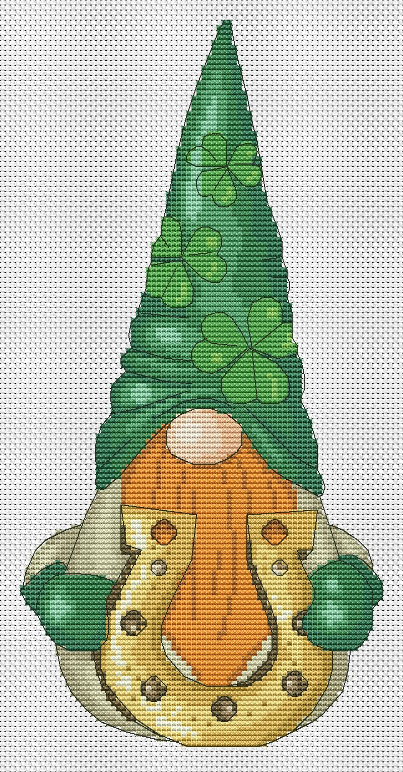 4 Cross stitch patterns Patrick Day Gnomes