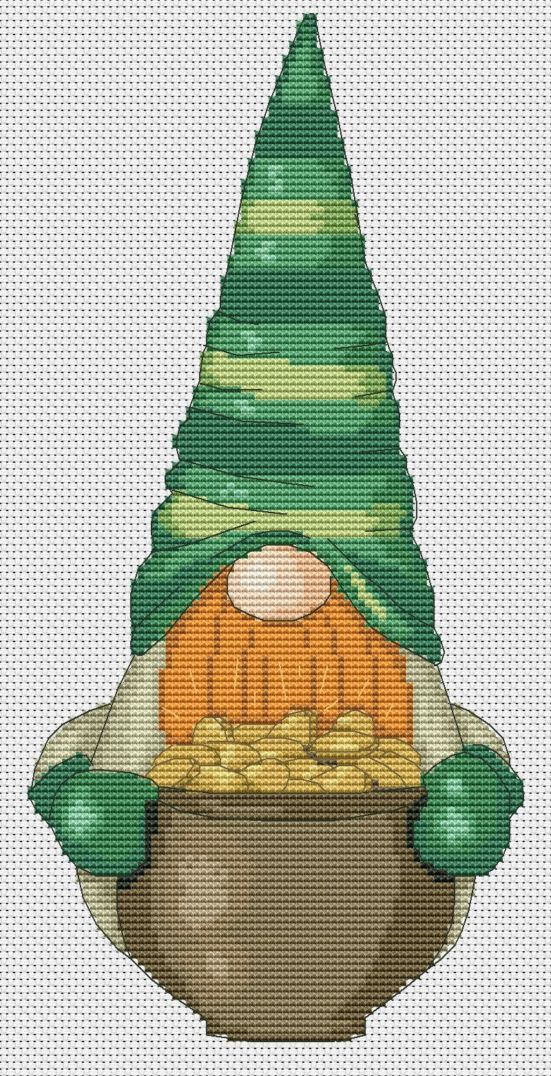 4 Cross stitch patterns Patrick Day Gnomes