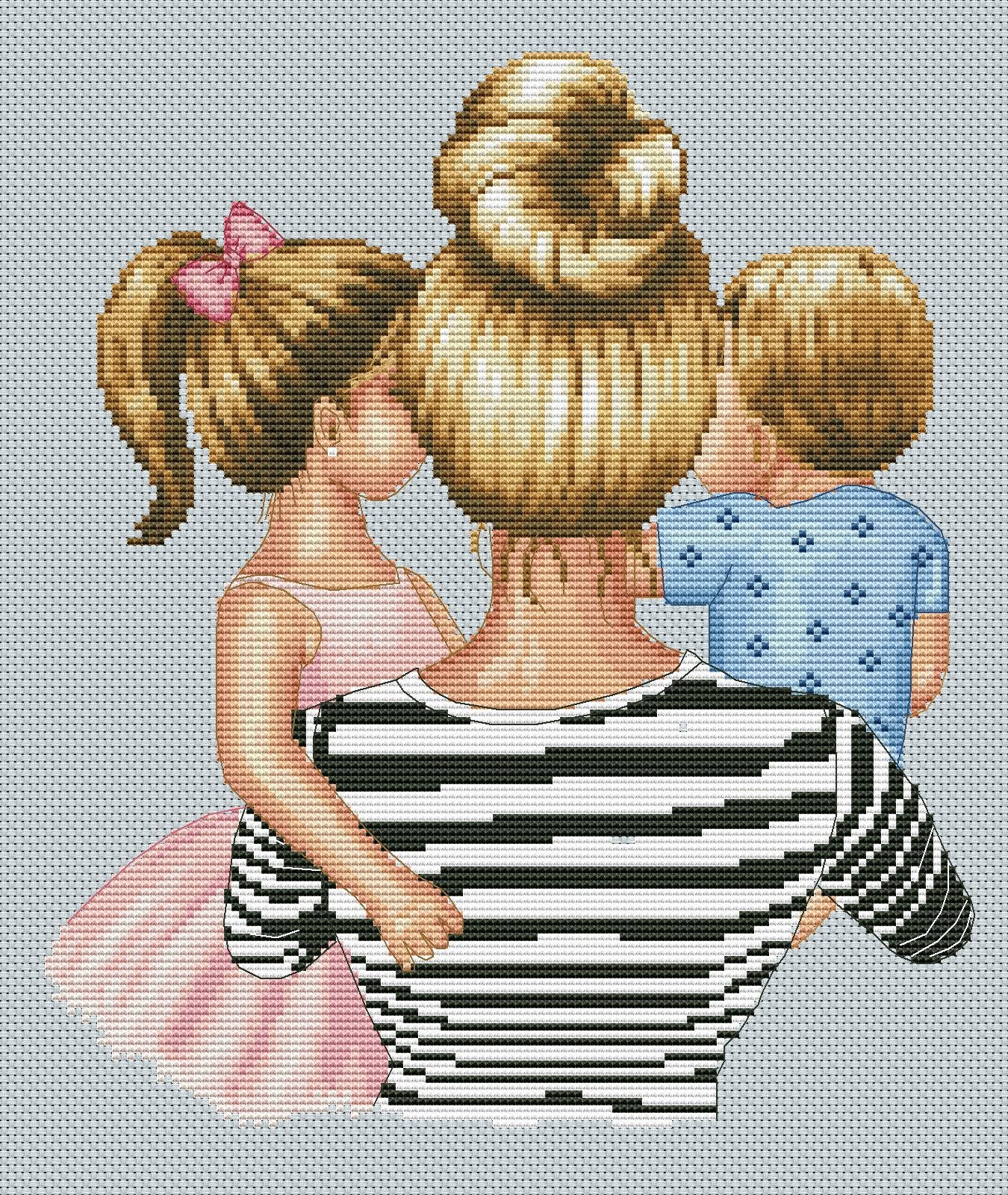 Counted Cross Stitch Pattern β Mother with Children
