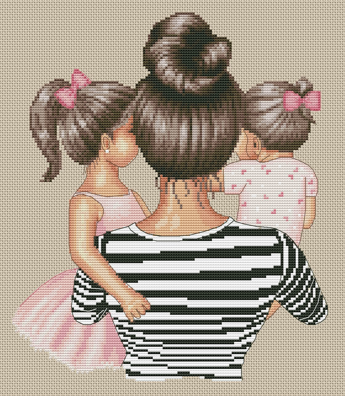 Counted Cross Stitch Pattern β Mother with Children