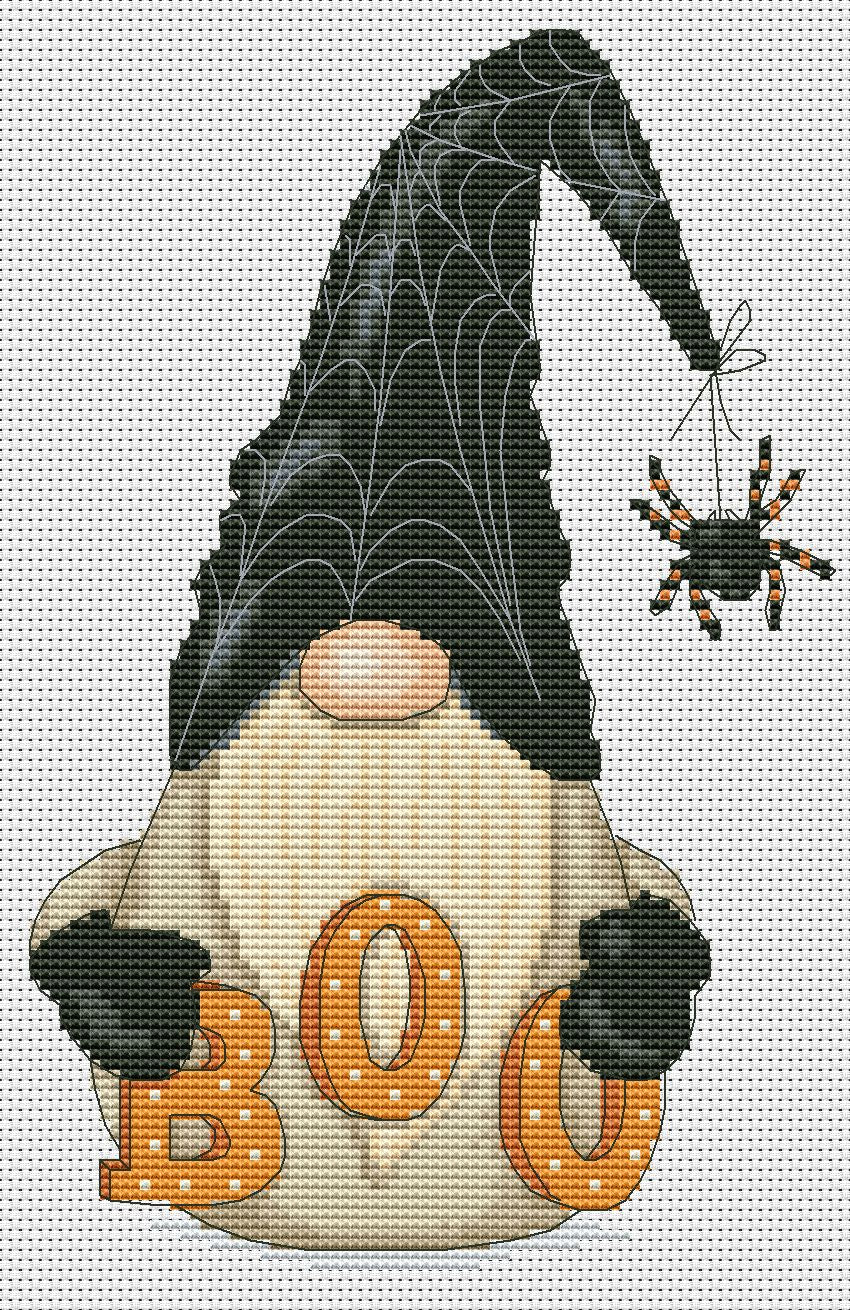 Cross stitch pattern Halloween gnome