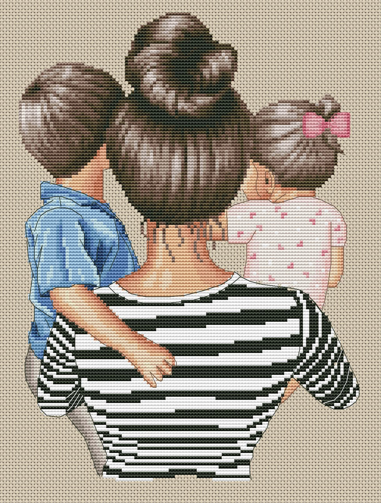 Counted Cross Stitch Pattern β Mother with Children