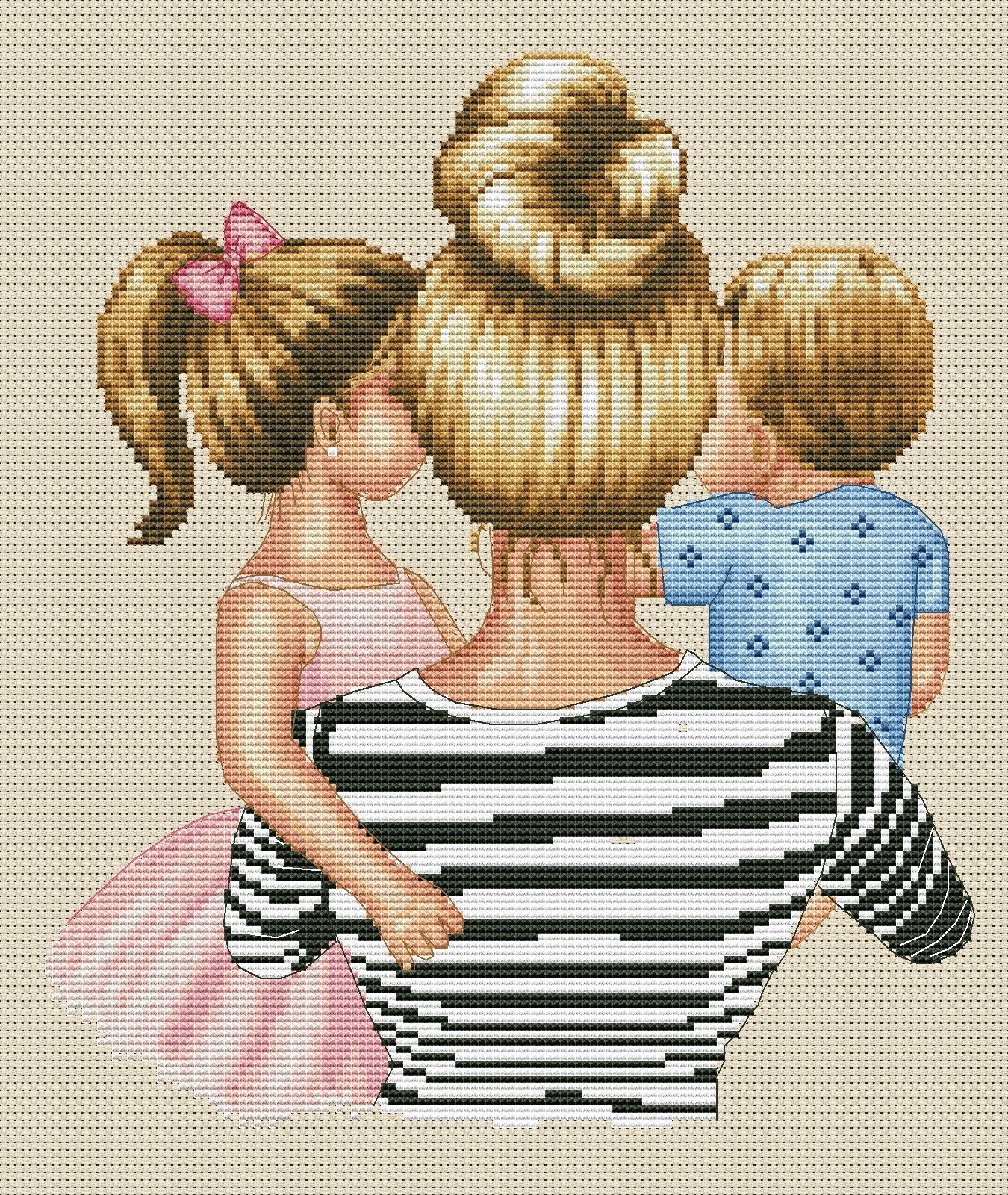 Counted Cross Stitch Pattern β Mother with Children