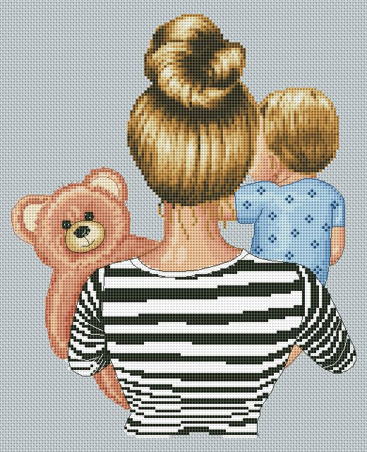 Counted Cross Stitch Pattern β Mom and son
