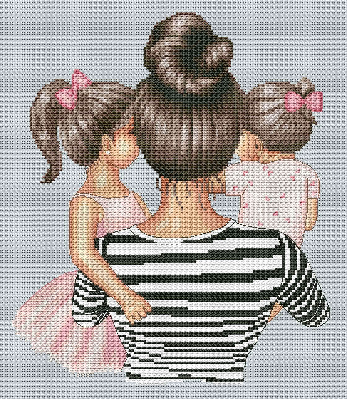Counted Cross Stitch Pattern β Mother with Children