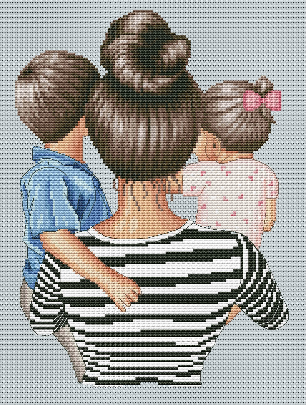 Counted Cross Stitch Pattern β Mother with Children