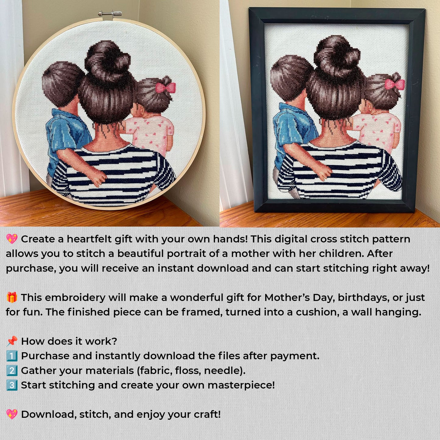 Counted Cross Stitch Pattern β Mom and daughter