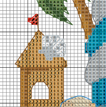Beach gnome, Cross stitch pattern
