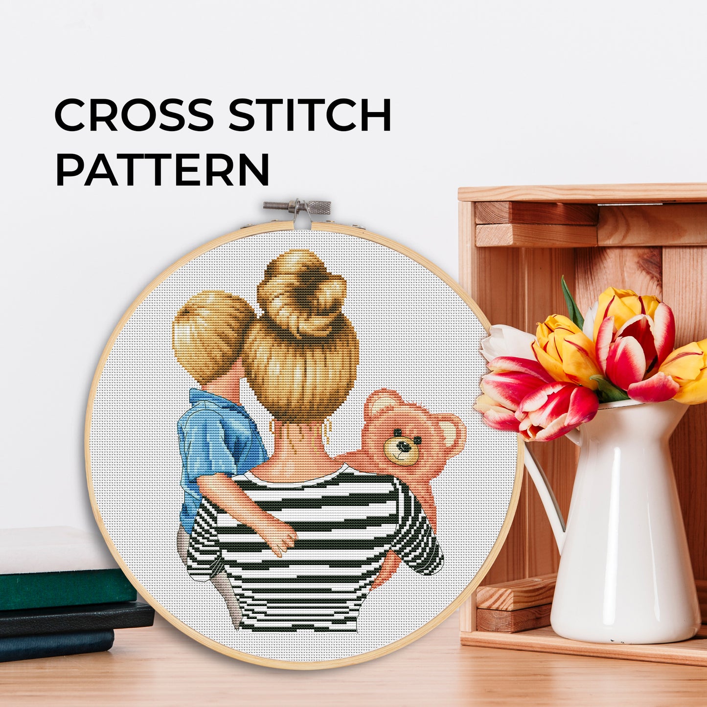 Digital Cross Stitch Pattern β Mom and son