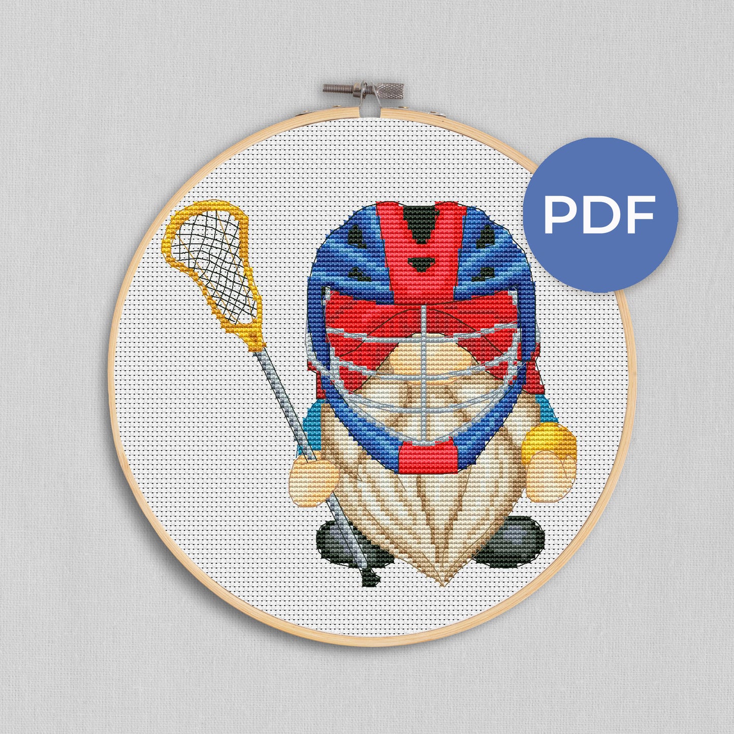 Lacrosse player, Cross stitch pattern