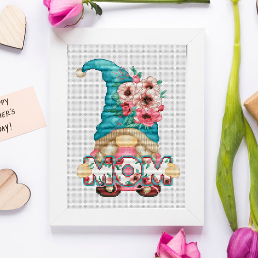 Cross Stitch Pattern Mom Gnome – Cute Handmade Gift for Mom