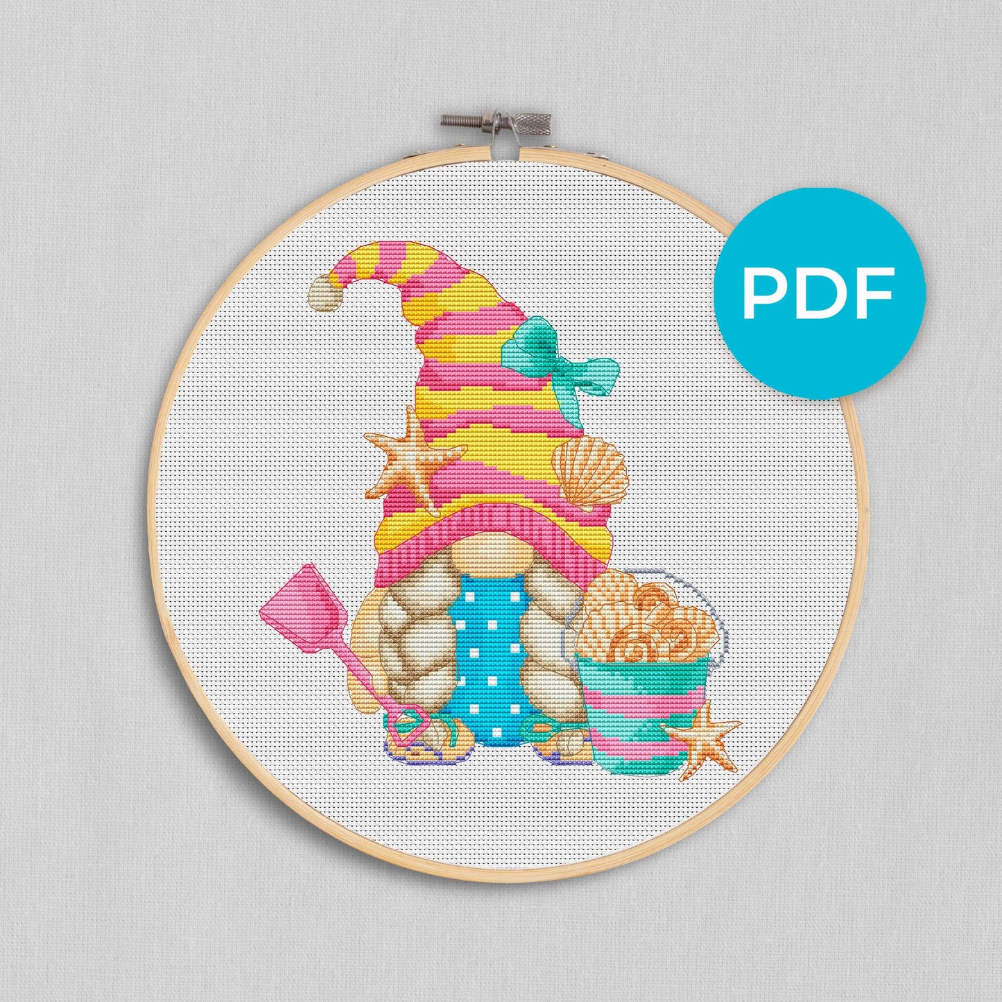 Beach female, Cross stitch pattern, Cross stitch chart, Gnomes cross stitch, Modern cross stitch, Funny cross stitch, Beach cross stitch