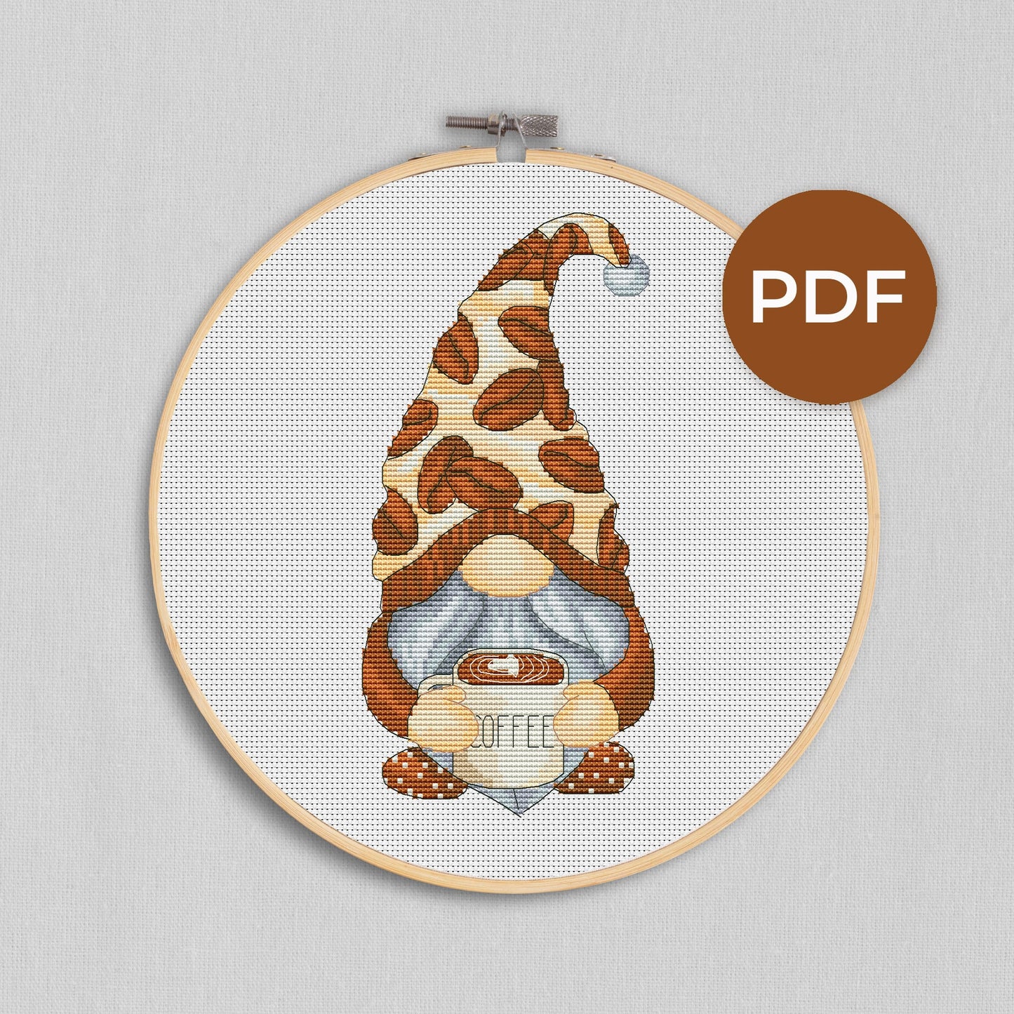 Coffee gnome, Cross stitch pattern