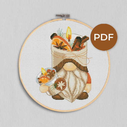 Christmas Candle Gnome Cross Stitch Pattern