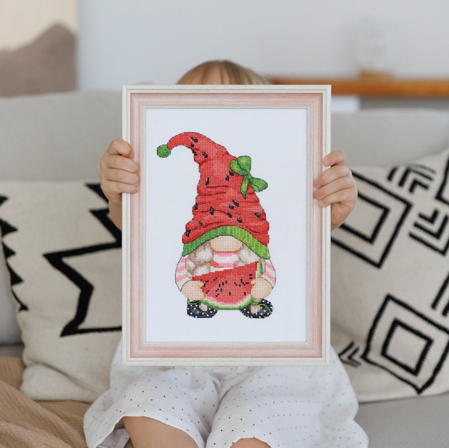 Watermelon girl, Cross stitch pattern