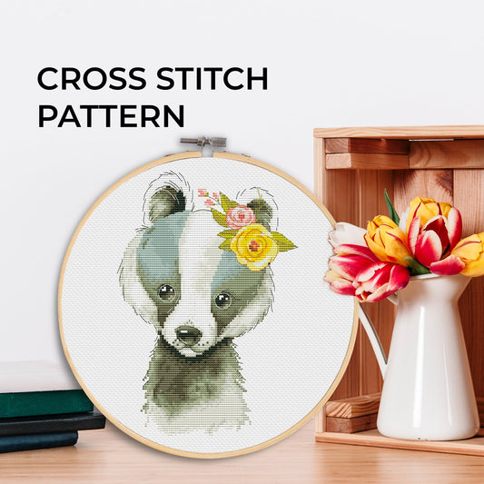 Cross stitch pattern, Badger, Animal cross stitch, Counted cross stitch