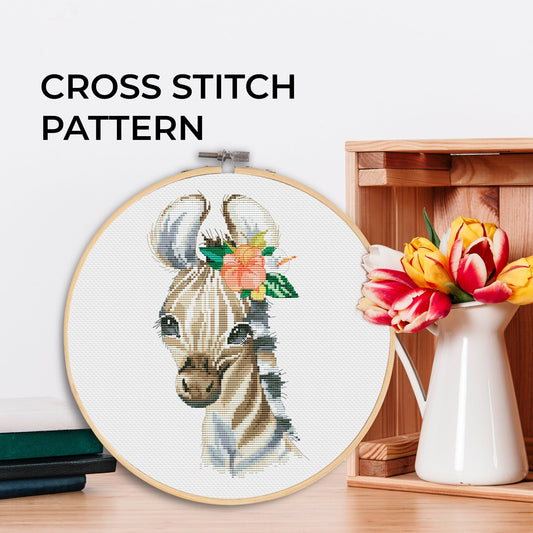 Cross stitch pattern, Zebra, Animal cross stitch, Counted cross stitch