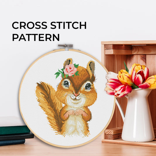 Cross stitch pattern, Squirrel, Animal cross stitch, Counted cross stitch
