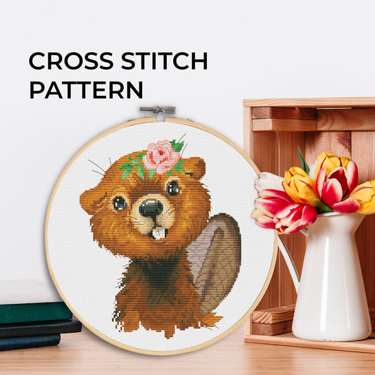 Cross stitch pattern, Beaver, Animal cross stitch, Counted cross stitch