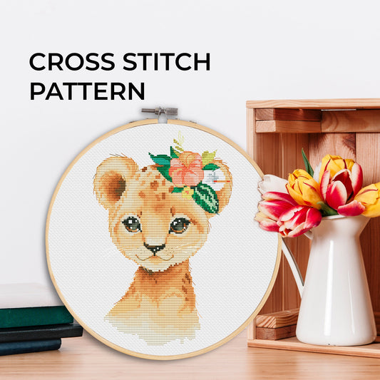 Cross stitch pattern, Lion, Animal cross stitch, Counted cross stitch, Cat cross stitch