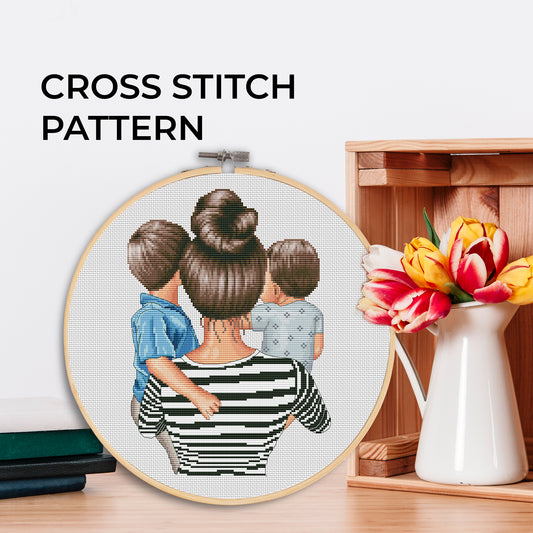 Counted Cross Stitch Pattern β Mother with Children