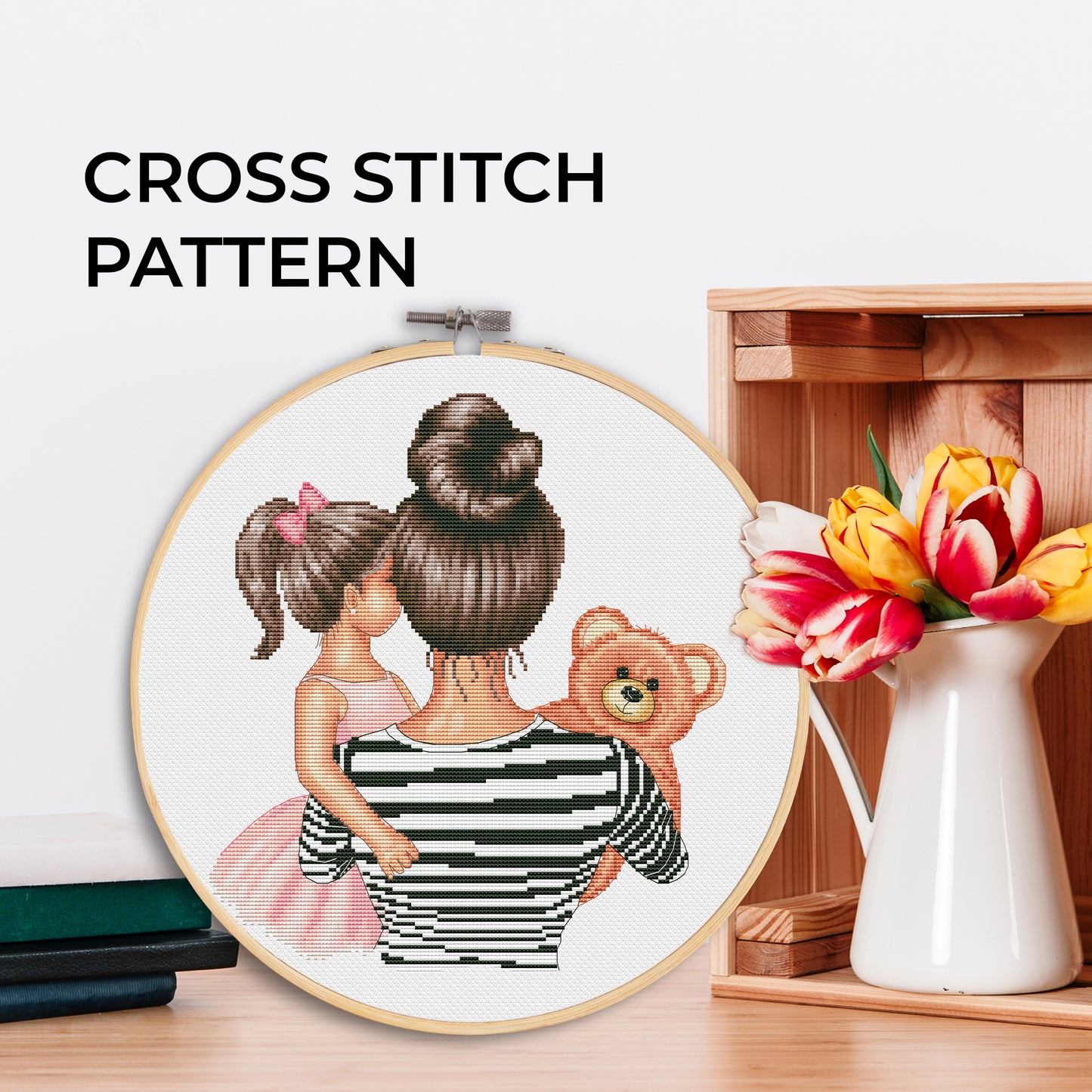 Counted Cross Stitch Pattern β Mom and daughter