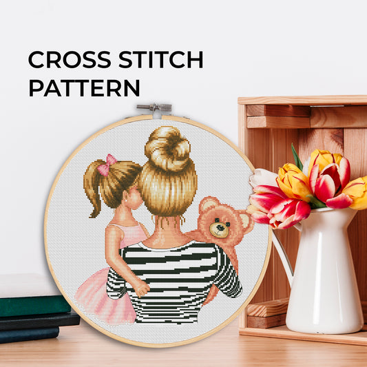 Cross Stitch Pattern β Mom and daughter