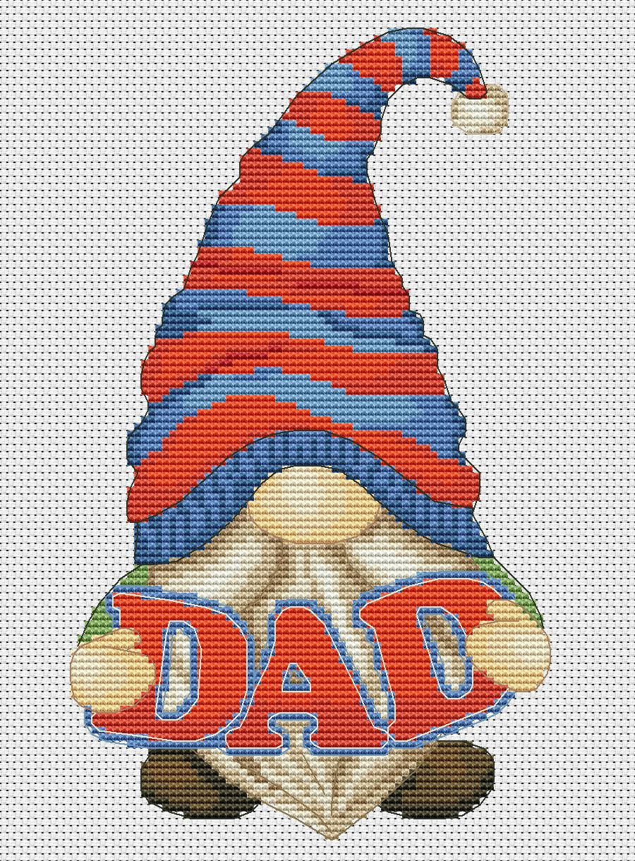 DAD Gnome Cross stitch pattern