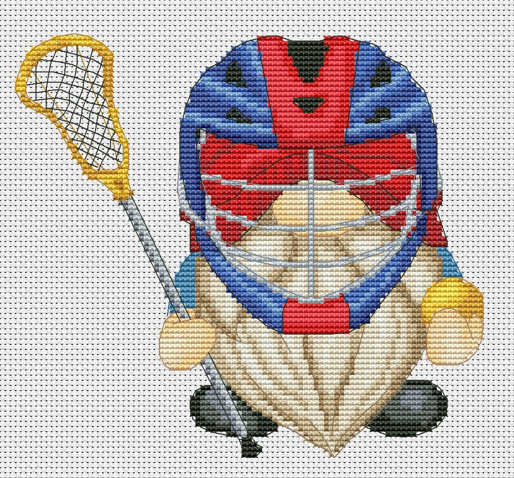 Lacrosse player, Cross stitch pattern