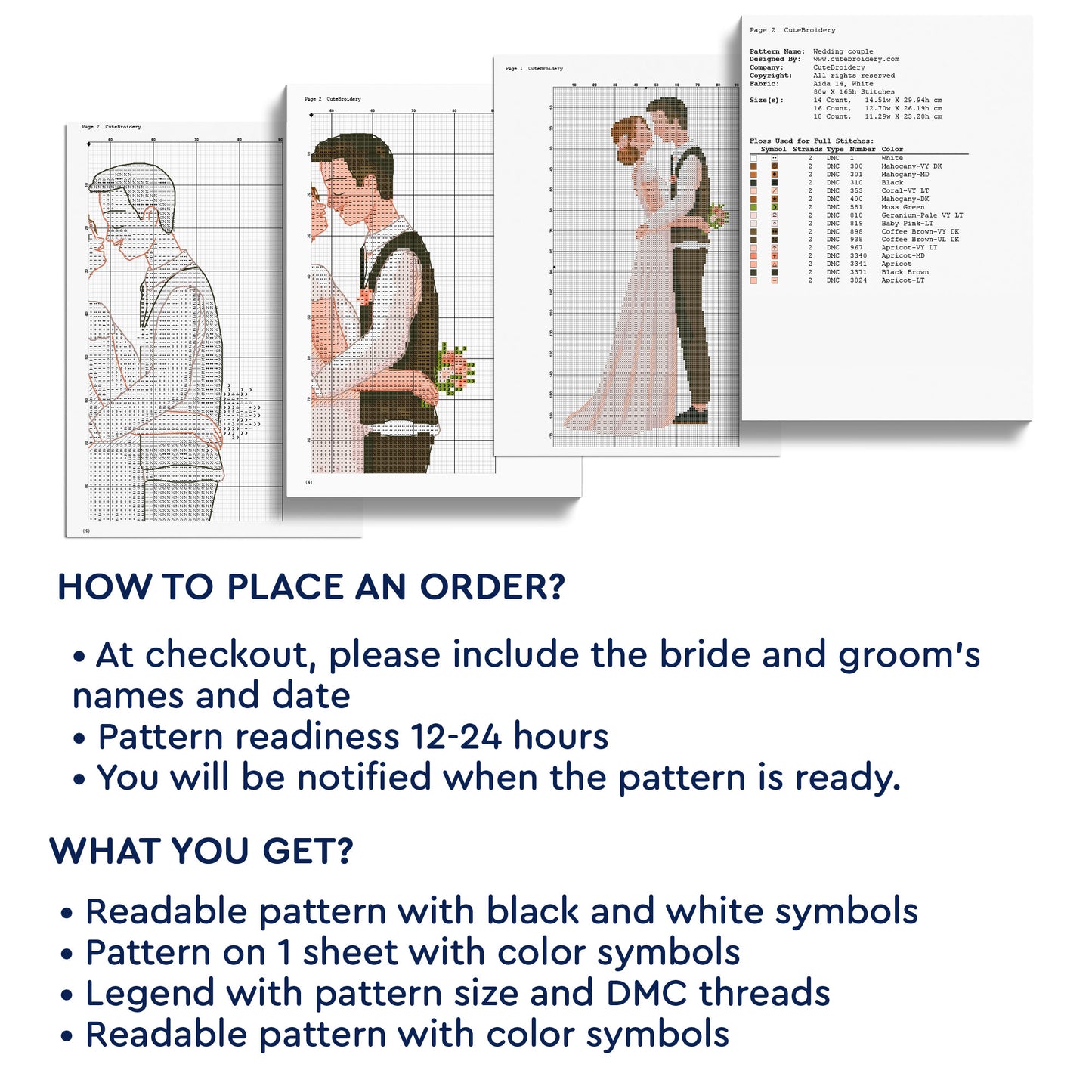 Custom wedding cross stitch pattern