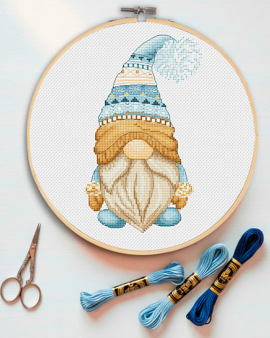 Winter gnome, Cross stitch pattern, Winter cross stitch, Modern cross stitch, Counted cross stitch, Snowman cross stitch