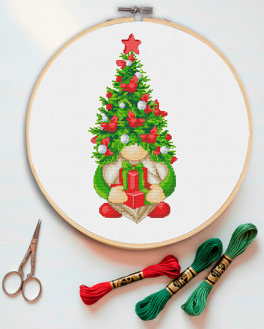 Cross stitch pattern, Christmas tree, Christmas stitch, Gnomes cross stitch, Modern cross stitch, Christmas tree, Gnome pattern