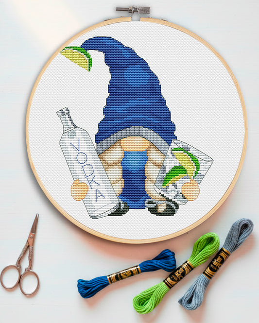 Female with vodka, Cross stitch pattern