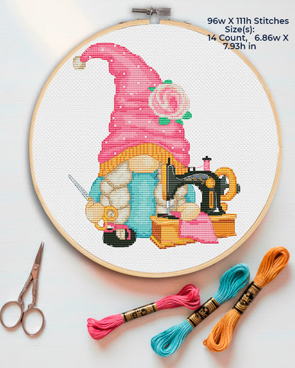 Cross Stitch Pattern Bundle, Craft Room Gnomes, 3 PDF Designs, Sewing and Knitting Decor
