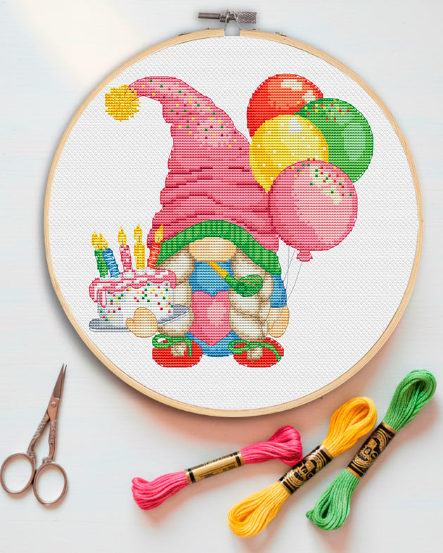 Birthday female, Cross stitch, Gnomes cross stitch, Modern cross stitch, Funny cross stitch, Birthday cross stitch