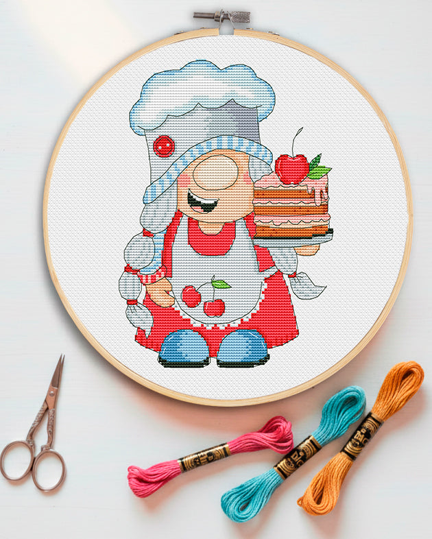 Cross stitch pattern, Kitchen cross stitch, Gnomes cross stitch, Modern cross stitch, Chef cross stitch, Funny cross stitch