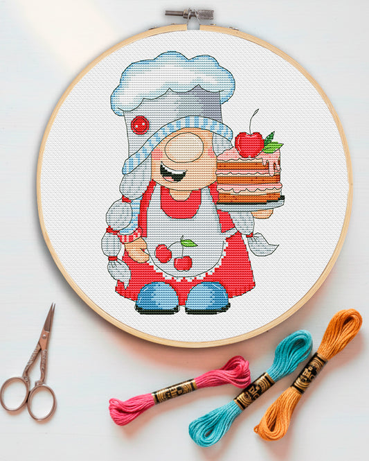 Cross stitch pattern, Kitchen cross stitch, Gnomes cross stitch, Modern cross stitch, Chef cross stitch, Funny cross stitch