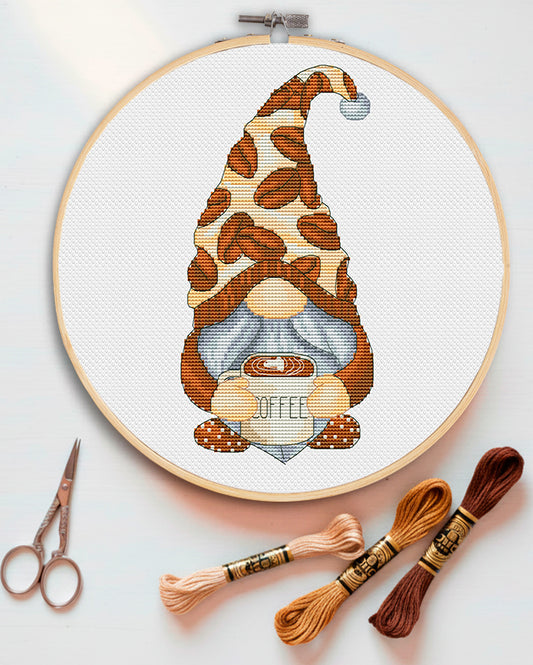 Coffee gnome, Cross stitch pattern